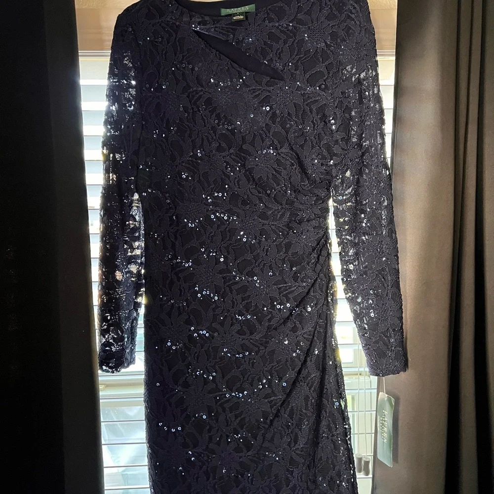 Lauren Ralph Lauren Midnight Blue Lace Dress - Picture 1 of 5